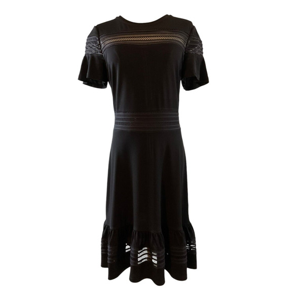 Michael Michael Kors Womens Medium Black Lace Trim Ruffle Hem Dress MSRP $98 New - Picture 1 of 13